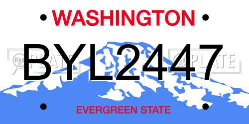 BYL2447 Washington License Plate