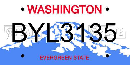 BYL3135 Washington License Plate
