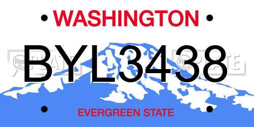 BYL3438 Washington License Plate