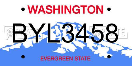BYL3458 Washington License Plate