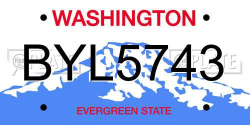 BYL5743 Washington License Plate