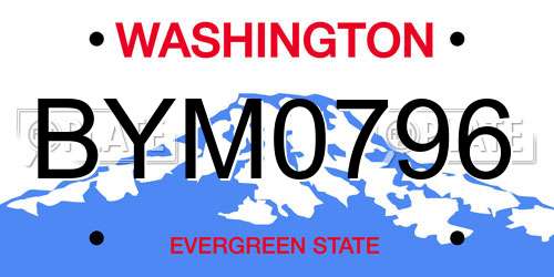 BYM0796 Washington License Plate