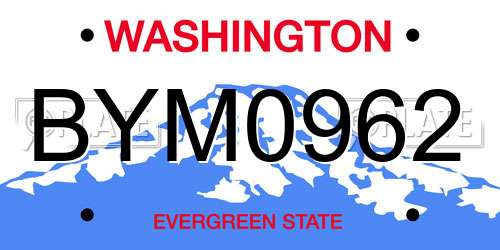BYM0962 Washington License Plate