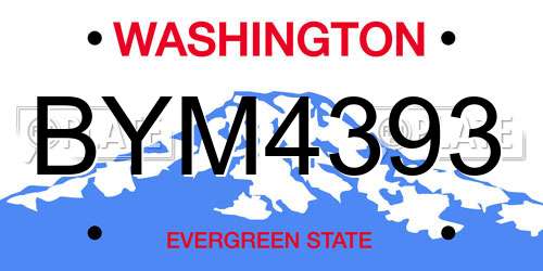 BYM4393 Washington License Plate