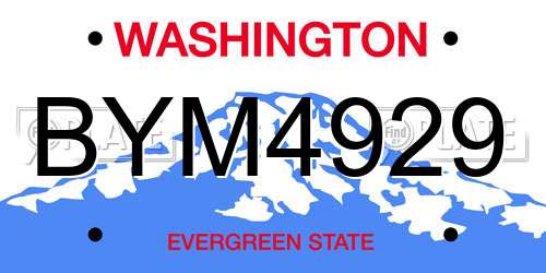 BYM4929 Washington License Plate
