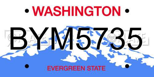 BYM5735 Washington License Plate