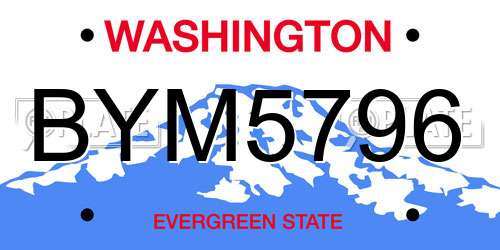 BYM5796 Washington License Plate