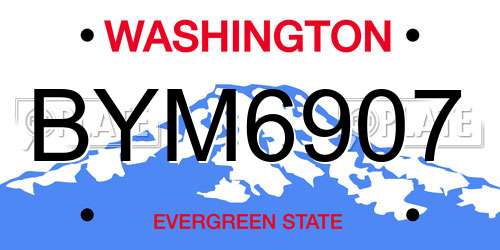 BYM6907 Washington License Plate