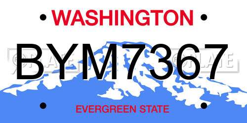 BYM7367 Washington License Plate