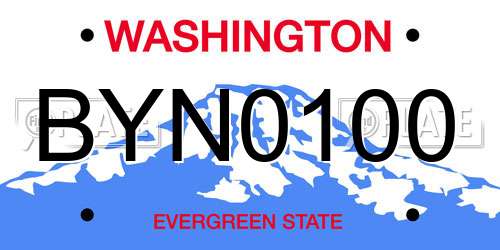 BYN0100 Washington License Plate