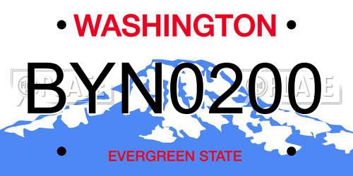 BYN0200 Washington License Plate