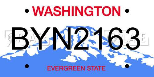 BYN2163 Washington License Plate