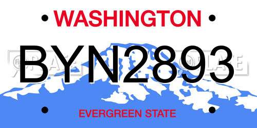 BYN2893 Washington License Plate