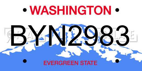 BYN2983 Washington License Plate