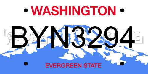 BYN3294 Washington License Plate