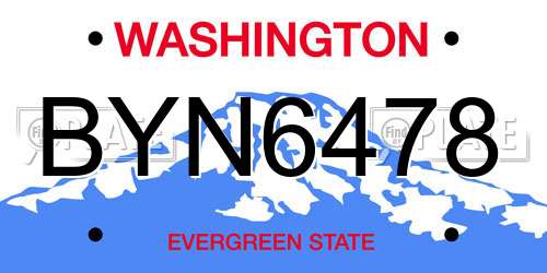 BYN6478 Washington License Plate
