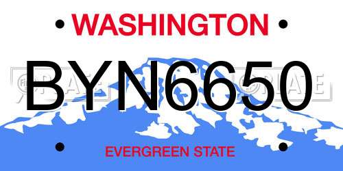 BYN6650 Washington License Plate