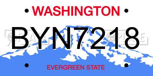 BYN7218 Washington License Plate