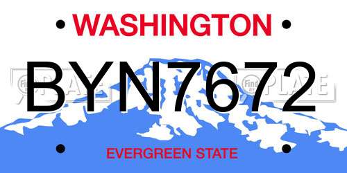 BYN7672 Washington License Plate