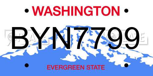 BYN7799 Washington License Plate