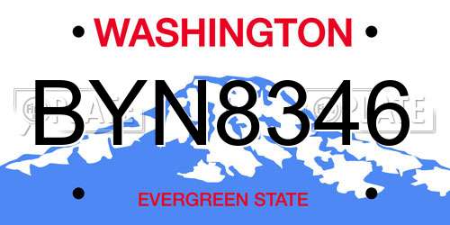 BYN8346 Washington License Plate