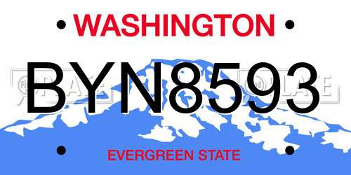 BYN8593 Washington License Plate