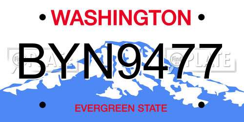 BYN9477 Washington License Plate