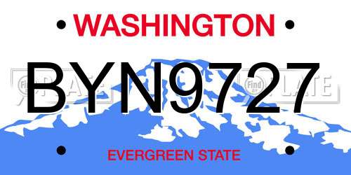 BYN9727 Washington License Plate
