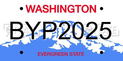 BYP2025 Washington License Plate
