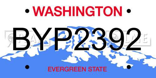 BYP2392 Washington License Plate