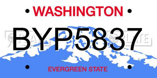 BYP5837 Washington License Plate