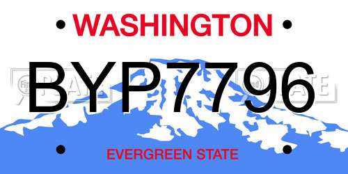 BYP7796 Washington License Plate