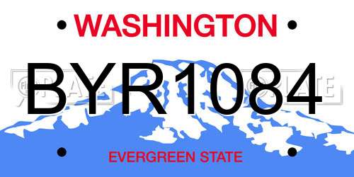 BYR1084 Washington License Plate