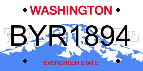 BYR1894 Washington License Plate
