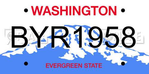 BYR1958 Washington License Plate