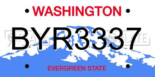 BYR3337 Washington License Plate
