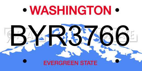 BYR3766 Washington License Plate
