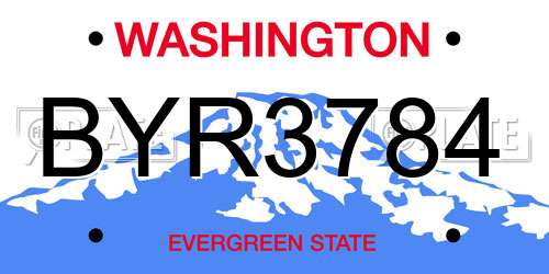 BYR3784 Washington License Plate