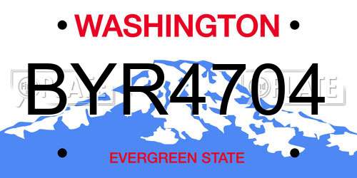 BYR4704 Washington License Plate