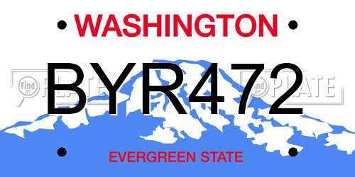 BYR472 Washington License Plate