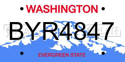 BYR4847 Washington License Plate