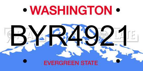 BYR4921 Washington License Plate
