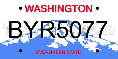 BYR5077 Washington License Plate