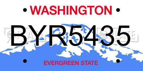 BYR5435 Washington License Plate