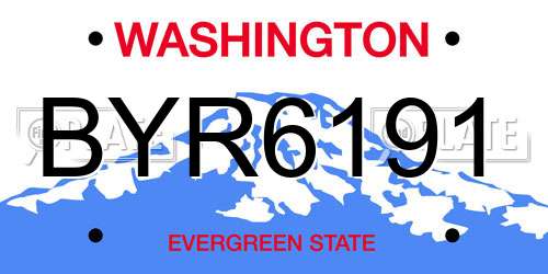 BYR6191 Washington License Plate