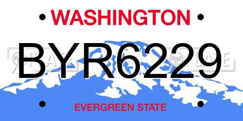 BYR6229 Washington License Plate