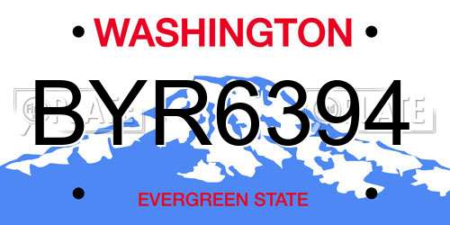 BYR6394 Washington License Plate