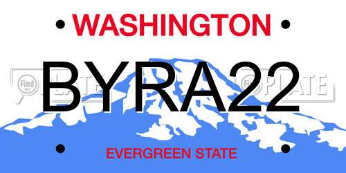 BYRA22 Washington License Plate