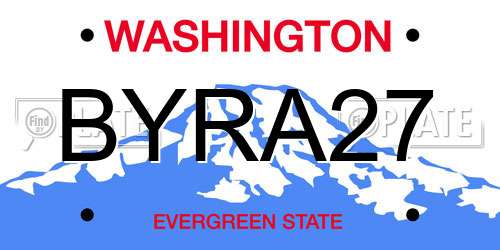 BYRA27 Washington License Plate