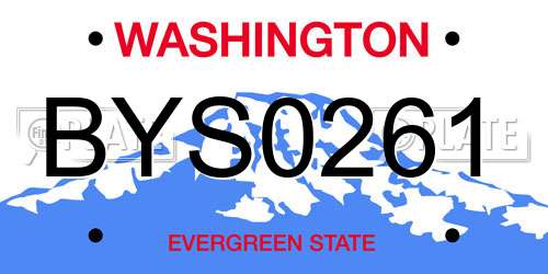 BYS0261 Washington License Plate